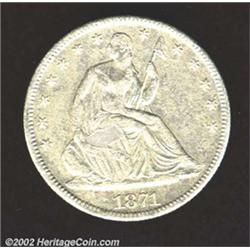 1871-CC 50C AU50 Corroded, Cleaned Uncertified.