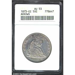 1873-CC 50C Arrows AU53 ANACS.