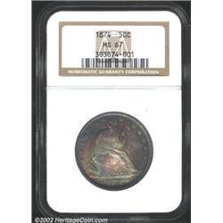 1874 50C Arrows MS67 NGC.
