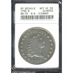 1795 S$1 Flowing Hair, Three Leaves--Cleaned--PCGS.