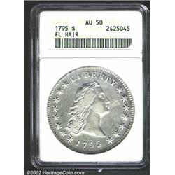 1795 S$1 Flowing Hair, Three Leaves AU50 ANACS.