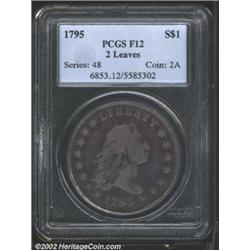 1795 S$1 Flowing Hair, Two Leaves Fine 12 PCGS.