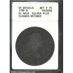1795 S$1 Flowing Hair, Silver Plug--Cleaned, Retoned--ANACS.