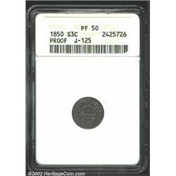 1850 P3CS Three Cent Silver, Judd-125 Original, Pollock-147, R.