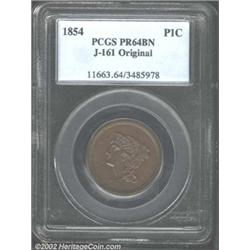 1854 P1C One Cent, Judd-161 Original, Pollock-187, R.