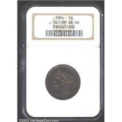 1854 P1C One Cent, Judd-161 Original, Pollock-187, R.