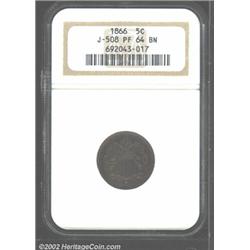 1866 5C Shield Five Cents, Judd-508, Pollock-592, R.