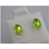 Image 2 : OVAL PERIDOT CZ STUD EARRINGS .925 STERLING SILVER