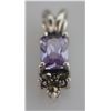 Image 2 : RECTANGLE MARCASITE LAVENDER CZ PENDANT .925 STERLING S