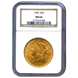 Certified US Gold $20 Liberty MS64 (Dates Our Choice) (