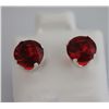 Image 1 : ROUND RUBY CZ STUD EARRINGS .925 STERLING SILVER