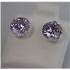 Image 1 : ROUND LAVENDER CZ STUD EARRINGS .925 STERLING SILVER