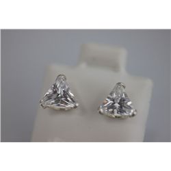 TRIANGLE CZ STUD EARRINGS .925 STERLING SILVER