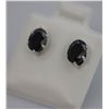 Image 1 : OVAL BLACK CZ STUD EARRINGS .925 STERLING SILVER