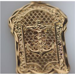 14K GOLD PLATED JESUS CROSS AND ANCHOR PENDANT