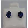 Image 1 : OVAL BLUE SAPPHIRE CZ STUD EARRINGS .925 STERLING SILVE