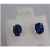Image 2 : OVAL BLUE SAPPHIRE CZ STUD EARRINGS .925 STERLING SILVE