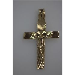 14K GOLD PLATED JESUS CROSS PENDANT