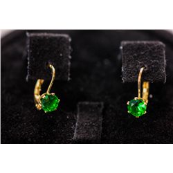 14K GOLD PLATED CZ LIGHT GREEN EARRINGS