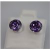 Image 1 : ROUND AMETHYST CZ STUD EARRINGS .925 STERLING SILVER