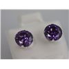 Image 2 : ROUND AMETHYST CZ STUD EARRINGS .925 STERLING SILVER