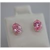 Image 1 : OVAL PINK CZ STUD EARRINGS .925 STERLING SILVER