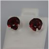 Image 1 : ROUND GARNET CZ STUD EARRINGS .925 STERLING SILVER