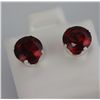 Image 2 : ROUND GARNET CZ STUD EARRINGS .925 STERLING SILVER