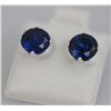 Image 2 : ROUND BLUE SAPPHIRE CZ STUD EARRINGS .925 STERLING SILV