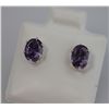 Image 1 : OVAL AMETHYST CZ STUD EARRINGS .925 STERLING SILVER
