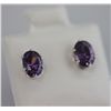 Image 2 : OVAL AMETHYST CZ STUD EARRINGS .925 STERLING SILVER