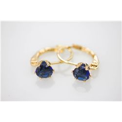 14K GOLD PLATED CZ DARK BLUE EARRINGS