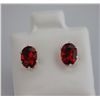 Image 1 : OVAL GARNET CZ STUD EARRINGS .925 STERLING SILVER