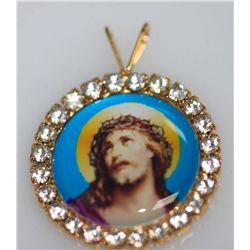 14K GOLD PLATED CZ JESUS PENDANT