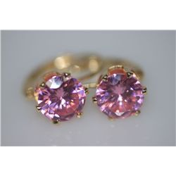 14K GOLD PLATED CZ PINK EARRINGS