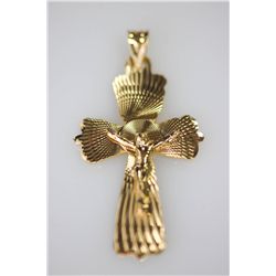 14K GOLD PLATED  JESUS CROSS  PENDANT