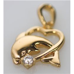 14K GOLD PLATED DOLPHIN HEART PENDANT