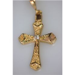 14K GOLD PLATED CZ  JESUS CROSS  PENDANT