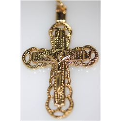 14K GOLD PLATED JESUS CROSS PENDANT