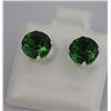 Image 1 : ROUND EMERALD CZ STUD EARRINGS .925 STERLING SILVER