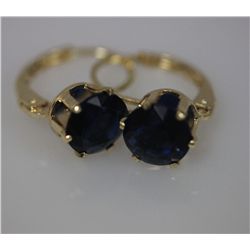 14K GOLD PLATED CZ DARK BLUE EARRINGS