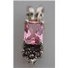 Image 2 : RECTANGLE MARCASITE PINK  CZ PENDANT .925 STERLING SILV