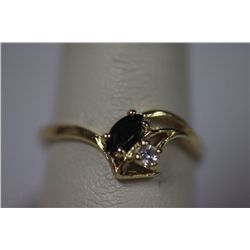 14K GOLD PLATED CZ BLACK RING