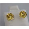 Image 2 : ROUND CITRINE CZ STUD EARRINGS .925 STERLING SILVER