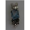 Image 1 : RECTANGLE MARCASITE AQUA CZ PENDANT .925 STERLING SILVE