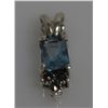 Image 2 : RECTANGLE MARCASITE AQUA CZ PENDANT .925 STERLING SILVE