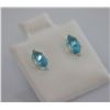 Image 1 : MARQUISE AQUA CZ STUD EARRINGS .925  STERLING SILVER