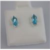 Image 2 : MARQUISE AQUA CZ STUD EARRINGS .925  STERLING SILVER