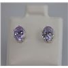 Image 1 : OVAL LAVENDER CZ STUD EARRINGS .925 STERLING SILVER