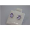 Image 2 : OVAL LAVENDER CZ STUD EARRINGS .925 STERLING SILVER